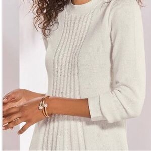 Soft Surroundings Ivory Textured Crew Neck Sweater